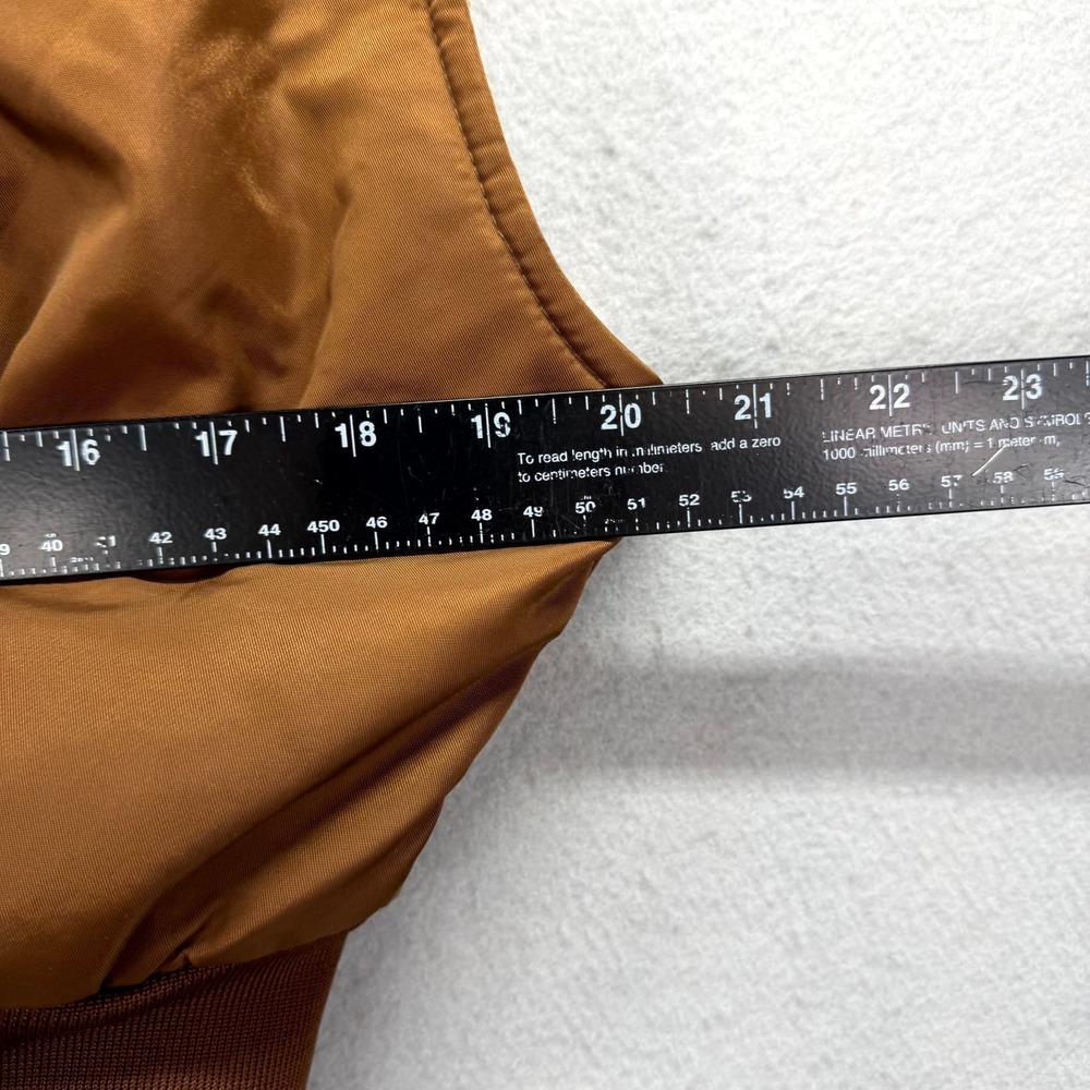 BDG Urban Outfitters Crop Hooded Vest Womens Medium Brown Snap Pockets Full Zip - Picture 4 of 7